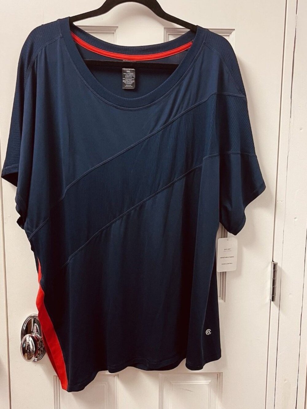 NEW Champion Women's T-Shirt Size XXL Navy Blue Red Short Sleeve Crew‎ Neck